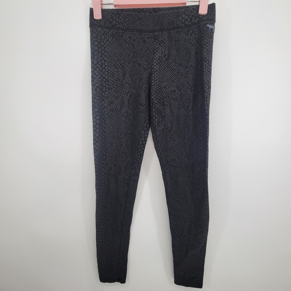 Victoria's Secret VS PINK Snakeskin Print Leggings Black Grey Shimmer Small